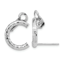 Load image into Gallery viewer, 14k White Gold Polished &amp; Textured U Shape Clip On &amp; Post Earrings

