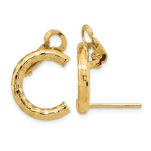 Load image into Gallery viewer, 14k Polished &amp; Textured U Shape Clip On &amp; Post Earrings
