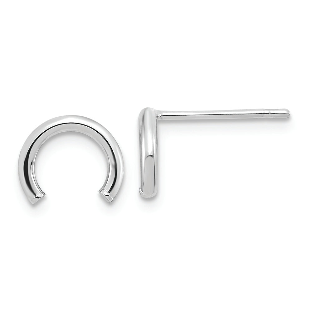 14k White Gold Polished U Shape Tube Post Earrings