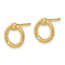 Load image into Gallery viewer, 14K Polished D/C Twisted Circle Post Earrings
