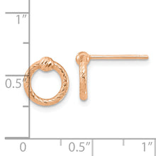Load image into Gallery viewer, 14k Rose Gold Polished D/C Twisted Circle Post Earrings
