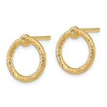 Load image into Gallery viewer, 14k Polished &amp; D/C Twisted Circle Post Earrings
