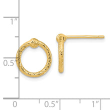 Load image into Gallery viewer, 14k Polished &amp; D/C Twisted Circle Post Earrings

