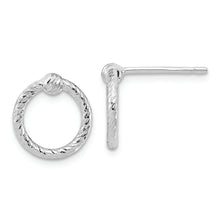 Load image into Gallery viewer, 14k White Gold Polished &amp; D/C Twisted Circle Post Earrings
