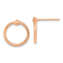 Load image into Gallery viewer, 14k Rose Gold Polished &amp; D/C Circle Post Earrings
