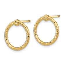 Load image into Gallery viewer, 14K Polished &amp; D/C Twisted Circle Post Earrings
