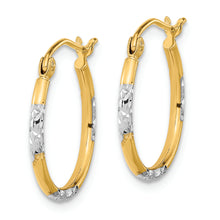 Load image into Gallery viewer, 14K w/ White Rhodium Diamond Cut Hoop Earrings
