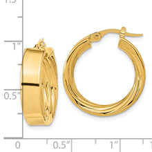Load image into Gallery viewer, 14K Polished and Textured Inside Hoop Earrings
