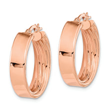 Load image into Gallery viewer, 14K Rose Polished and Textured Inside Hoop Earrings
