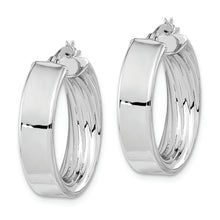 Load image into Gallery viewer, 14K White Gold Polished and Textured Inside Hoop Earrings
