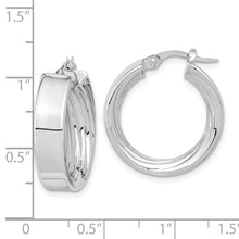 Load image into Gallery viewer, 14K White Gold Polished and Textured Inside Hoop Earrings
