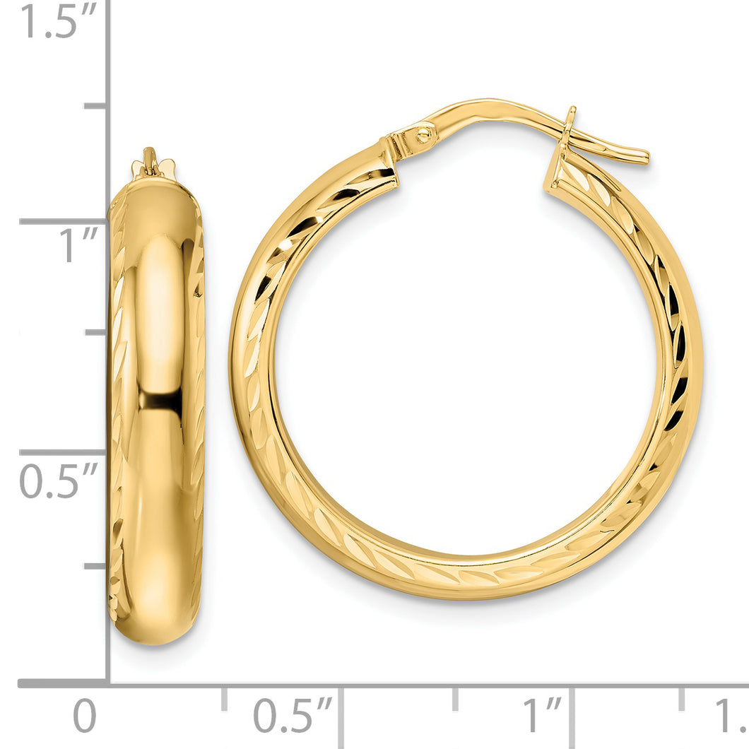 14K Polished & D/C Hoop Earrings