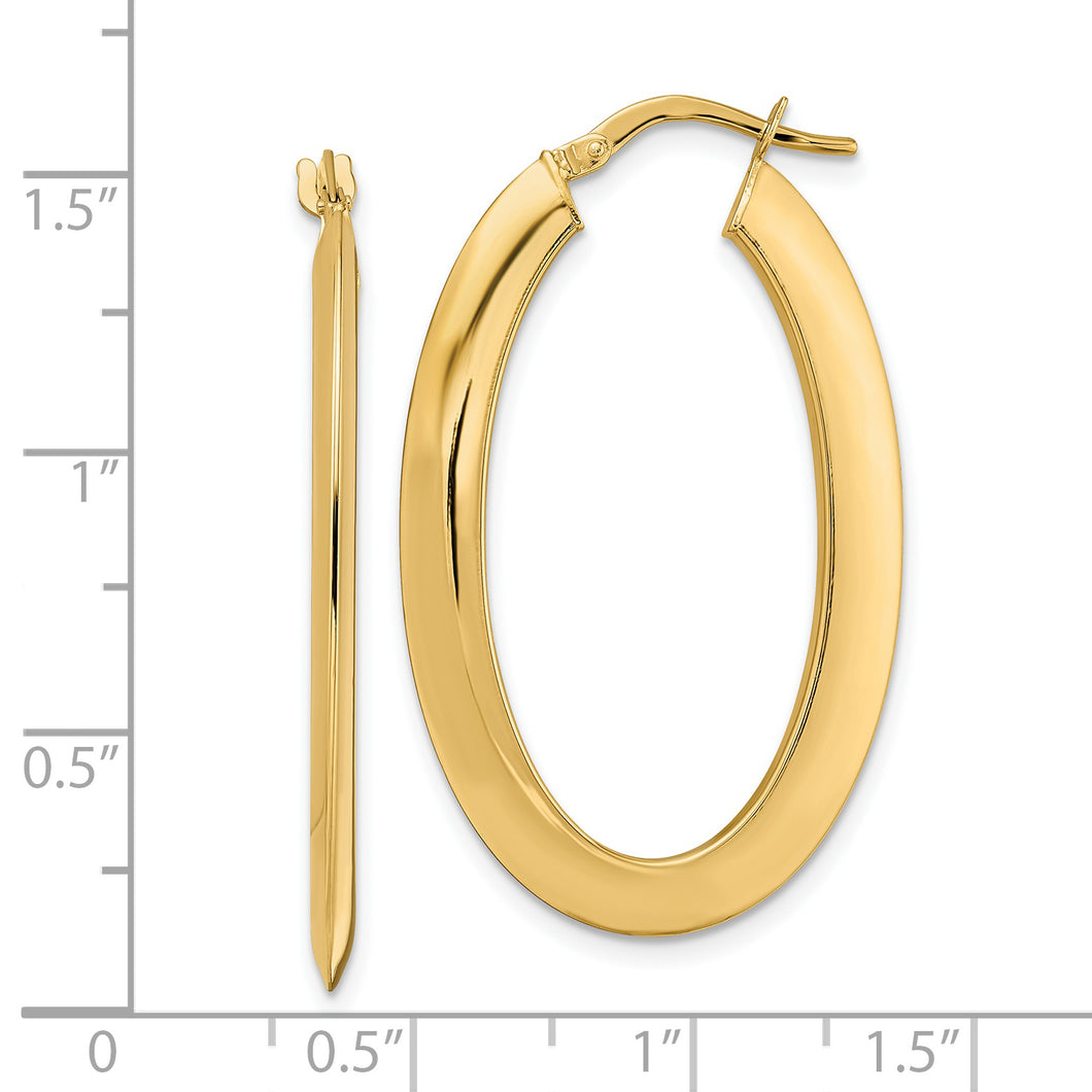 14K  Polished Oval  Hoop Earrings