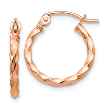 Load image into Gallery viewer, 14k Rose Gold Twisted Hoop Earrings
