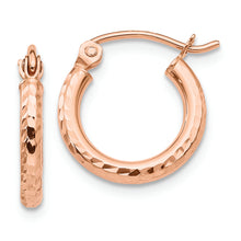 Load image into Gallery viewer, 14k Rose Gold Lightweight Diamond-cut Hoop Earrings
