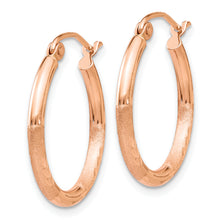 Load image into Gallery viewer, 14k Rose Gold Lightweight Satin Diamond Cut Hoop Earrings
