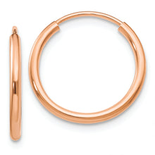 Load image into Gallery viewer, 14k Rose Gold Polished Endless Tube Hoop Earrings
