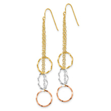 Load image into Gallery viewer, 14K Tri-Color Faceted Circle Earrings

