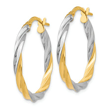 Load image into Gallery viewer, 14K &amp; Rhodium Twisted Hoop Earrings
