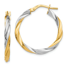 Load image into Gallery viewer, 14K &amp; Rhodium Twisted Hoop Earrings
