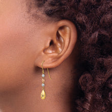 Load image into Gallery viewer, 14k Tri-color Diamond-cut Teardrop Beaded Puff Dangle Earrings
