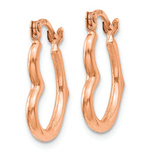 Load image into Gallery viewer, 14K Rose Gold Heart Shaped Hollow Hoop Earrings
