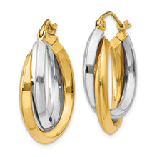 Load image into Gallery viewer, 14k Two-tone Polished Double Hoop Earrings
