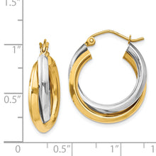 Load image into Gallery viewer, 14k Two-tone Polished Double Hoop Earrings
