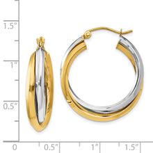 Load image into Gallery viewer, 14k Two-tone Polished Double Hoop Earrings
