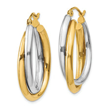 Load image into Gallery viewer, 14k Two-tone Polished Double Oval Hoop Earrings

