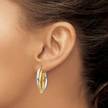 Load image into Gallery viewer, 14k Two-tone Polished Double Oval Hoop Earrings
