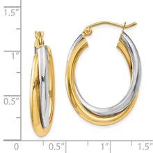 Load image into Gallery viewer, 14k Two-tone Polished Double Oval Hoop Earrings
