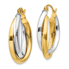 Load image into Gallery viewer, 14k Two-tone Polished Double Oval Hoop Earrings
