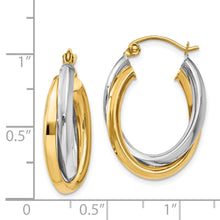 Load image into Gallery viewer, 14k Two-tone Polished Double Oval Hoop Earrings
