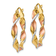 Load image into Gallery viewer, 14k &amp; Rhodium Twisted Hoop Earrings
