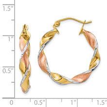 Load image into Gallery viewer, 14k &amp; Rhodium Twisted Hoop Earrings
