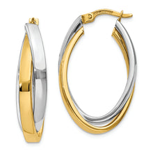Load image into Gallery viewer, 14K Two-tone Oval Hoop Earrings
