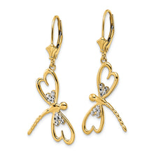 Load image into Gallery viewer, 14k &amp; White Rhodium D/C Dragonfly Leverback Earrings
