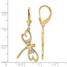 Load image into Gallery viewer, 14k &amp; White Rhodium D/C Dragonfly Leverback Earrings
