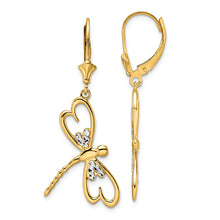 Load image into Gallery viewer, 14k &amp; White Rhodium D/C Dragonfly Leverback Earrings
