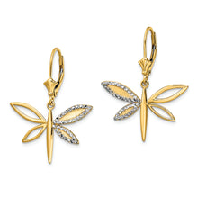 Load image into Gallery viewer, 14k &amp; White Rhodium D/C Dragonfly Leverback Earrings
