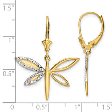 Load image into Gallery viewer, 14k &amp; White Rhodium D/C Dragonfly Leverback Earrings
