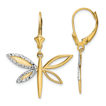 Load image into Gallery viewer, 14k &amp; White Rhodium D/C Dragonfly Leverback Earrings
