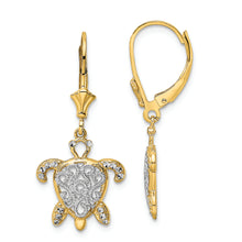 Load image into Gallery viewer, 14k &amp; White Rhodium D/C Filigree Turtle Leverback Earrings
