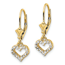 Load image into Gallery viewer, 14k &amp; White Rhodium D/C Heart Leverback Earrings
