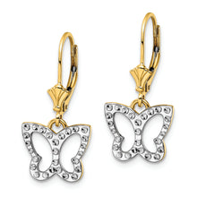 Load image into Gallery viewer, 14k &amp; White Rhodium D/C Butterfly Leverback Earrings
