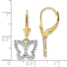 Load image into Gallery viewer, 14k &amp; White Rhodium D/C Butterfly Leverback Earrings
