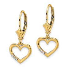 Load image into Gallery viewer, 14k &amp; White Rhodium D/C Heart Leverback Earrings
