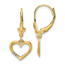 Load image into Gallery viewer, 14k &amp; White Rhodium D/C Heart Leverback Earrings
