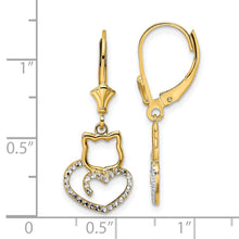 Load image into Gallery viewer, 14k &amp; White Rhodium D/C Cat Heart Leverback Earrings
